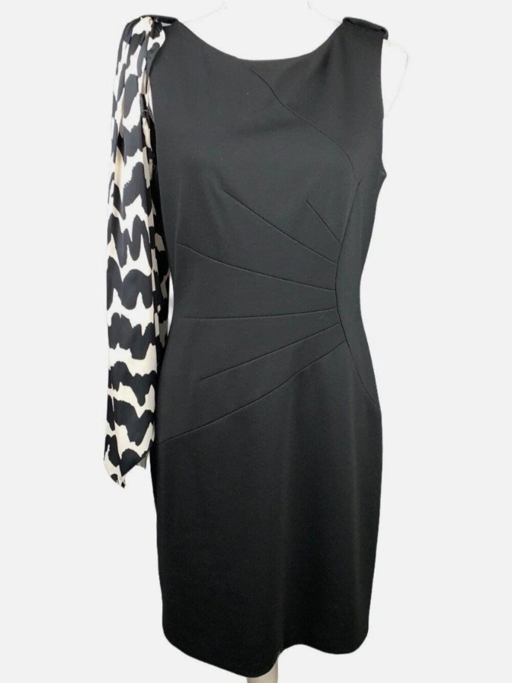 Tahari Arthur Lavine Sheath Dress With Scarf Size 10